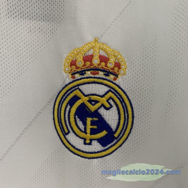 Prima Manica lunga Real Madrid Retro 2017 2018 Bianco Poco Prezzo