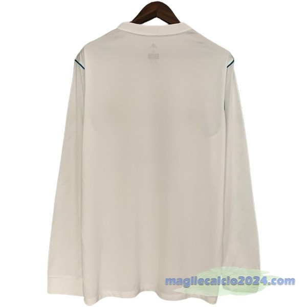 Prima Manica lunga Real Madrid Retro 2017 2018 Bianco Poco Prezzo