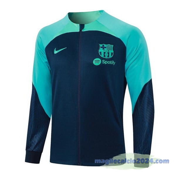 Ropa Deportiva Con Cremallera Larga Barcelona 2023 2024 Blu Navy I Verde Poco Prezzo