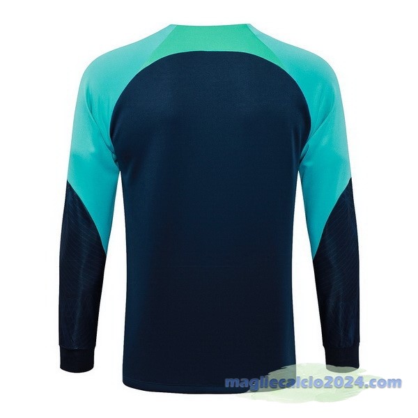 Ropa Deportiva Con Cremallera Larga Barcelona 2023 2024 Blu Navy I Verde Poco Prezzo