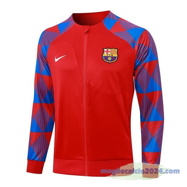 Ropa Deportiva Con Cremallera Larga Barcelona 2023 2024 Rosso Blu Poco Prezzo