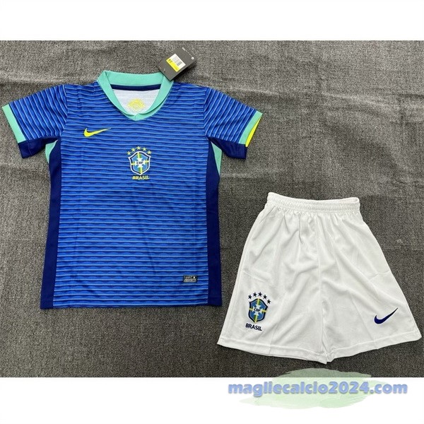 Seconda Conjunto De Bambino Brasile 2024 Blu Bianco Poco Prezzo