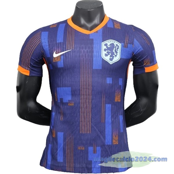 Seconda Giocatori Maglia Paesi Bassi 2024 Blu Poco Prezzo