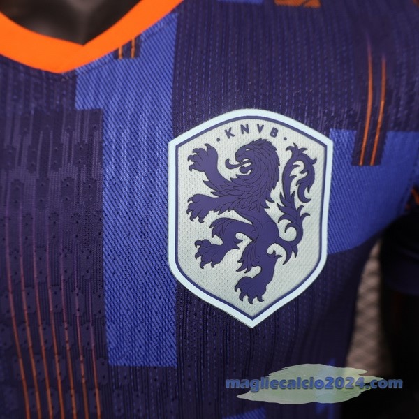 Seconda Giocatori Maglia Paesi Bassi 2024 Blu Poco Prezzo