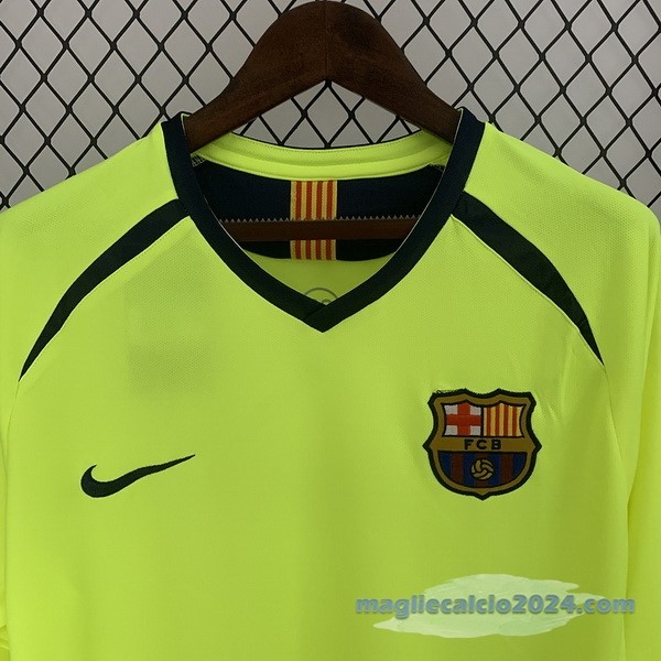 Seconda Manica lunga Barcelona Retro 2005 2006 Giallo Poco Prezzo
