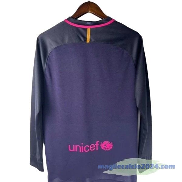 Seconda Manica lunga Barcelona Retro 2016 2017 Purpureo Poco Prezzo