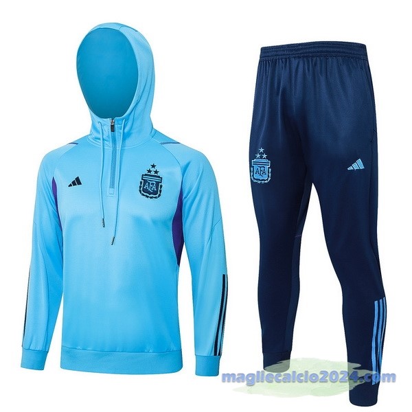 Set Completo Felpa Cappuccio Bambino Bambino Argentina 2023 Blu Poco Prezzo