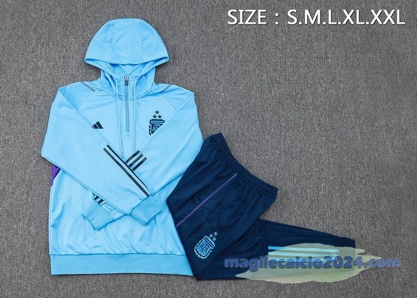 Set Completo Felpa Cappuccio Bambino Bambino Argentina 2023 Blu Poco Prezzo