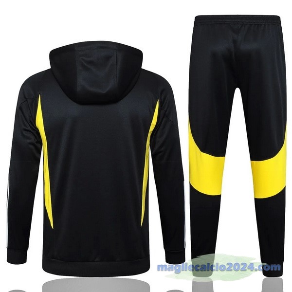 Set Completo Felpa Cappuccio Bambino Juventus 2023 2024 Nero Bianco Giallo Poco Prezzo