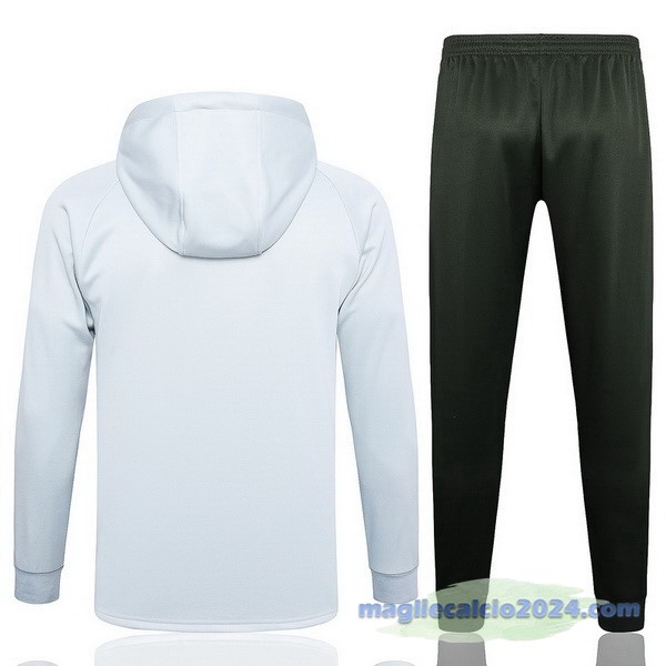 Set Completo Felpa Cappuccio Barcelona 2023 2024 Grigio Luce Poco Prezzo
