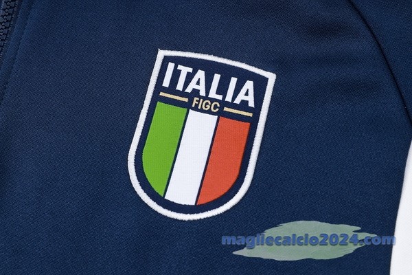 Set Completo Felpa Cappuccio Italia 2023 Blu Navy Bianco Poco Prezzo