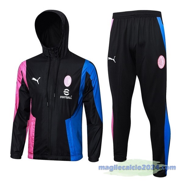 Set Completo Giacca a vento AC Milan 2023 2024 Nero Rosa Blu Poco Prezzo
