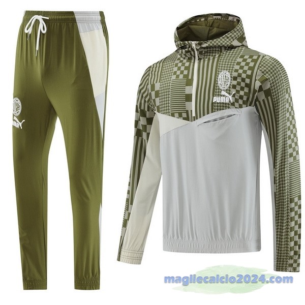 Set Completo Giacca a vento AC Milan 2023 2024 Verde Grigio Poco Prezzo