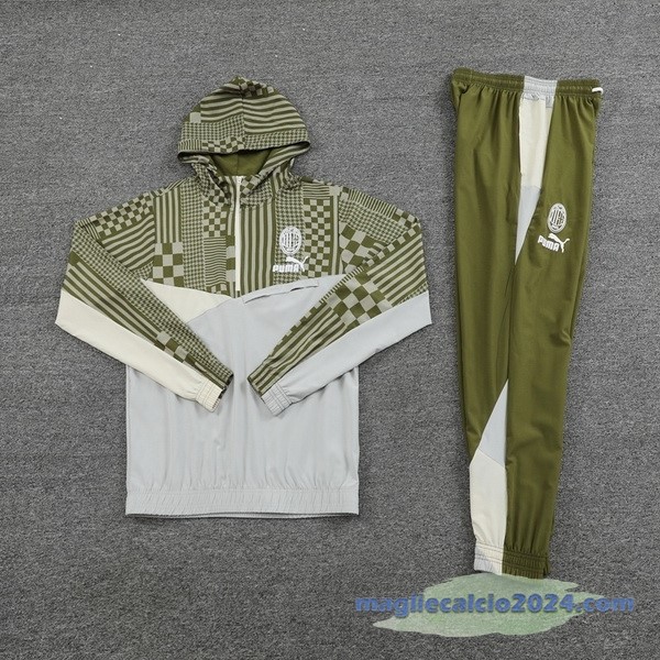 Set Completo Giacca a vento AC Milan 2023 2024 Verde Grigio Poco Prezzo