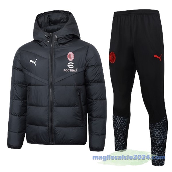 Set Completo Giacca in Cotone AC Milan 2023 2024 Nero Poco Prezzo