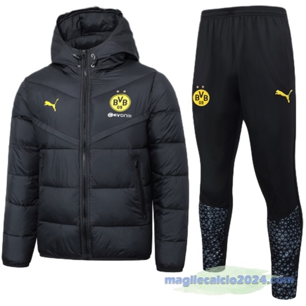 Set Completo Giacca in Cotone Borussia Dortmund 2023 2024 Nero Poco Prezzo