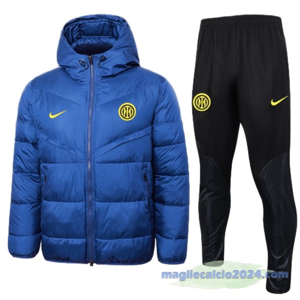 Set Completo Giacca in Cotone Inter Milán 2023 2024 Blu Nero Poco Prezzo