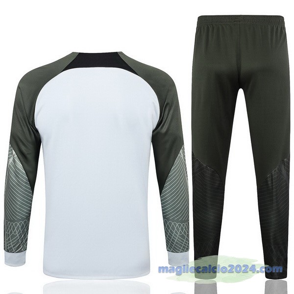 Set Completo Ropa Deportiva Con Cremallera Larga Barcelona 2023 2024 Bianco Verde Poco Prezzo