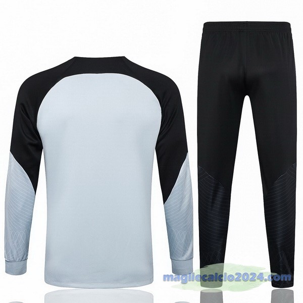 Set Completo Ropa Deportiva Con Cremallera Larga Barcelona 2023 2024 Grigio Nero Poco Prezzo