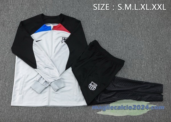 Set Completo Ropa Deportiva Con Cremallera Larga Barcelona 2023 2024 Grigio Nero Poco Prezzo