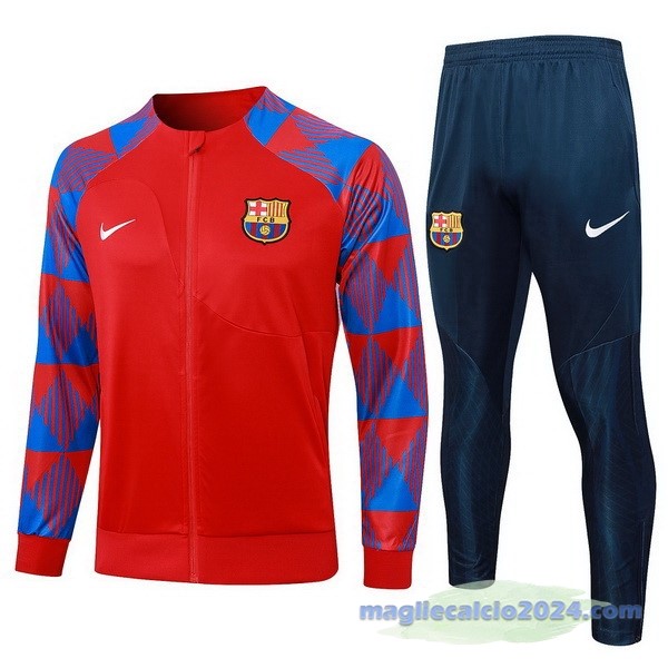 Set Completo Ropa Deportiva Con Cremallera Larga Barcelona 2023 2024 Rosso Blu Poco Prezzo