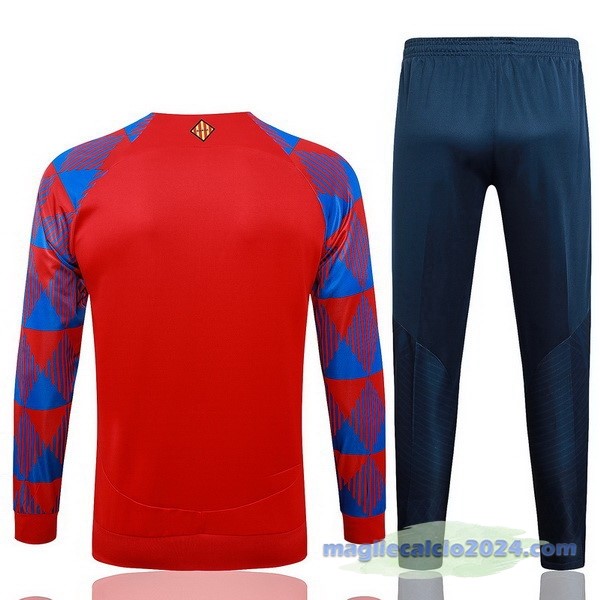 Set Completo Ropa Deportiva Con Cremallera Larga Barcelona 2023 2024 Rosso Blu Poco Prezzo