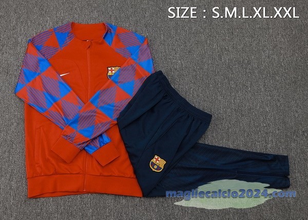 Set Completo Ropa Deportiva Con Cremallera Larga Barcelona 2023 2024 Rosso Blu Poco Prezzo