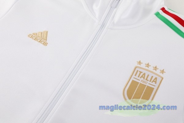 Set Completo Ropa Deportiva Con Cremallera Larga Italia 2024 Bianco Blu Poco Prezzo
