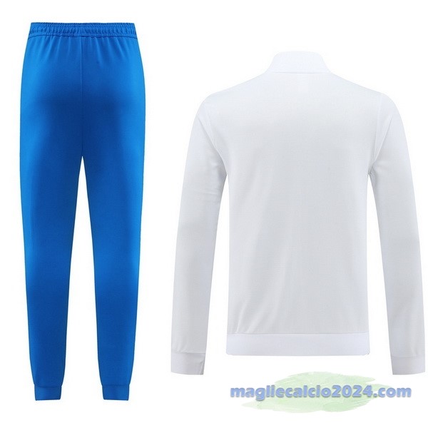 Set Completo Ropa Deportiva Con Cremallera Larga Italia 2024 Bianco Blu Poco Prezzo