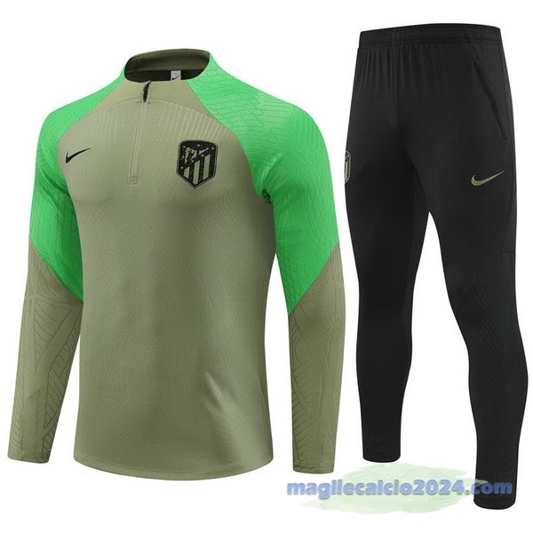 Set Completo Sudadera Entrenamiento Atlético Madrid 2023 2024 Verde I Nero Poco Prezzo
