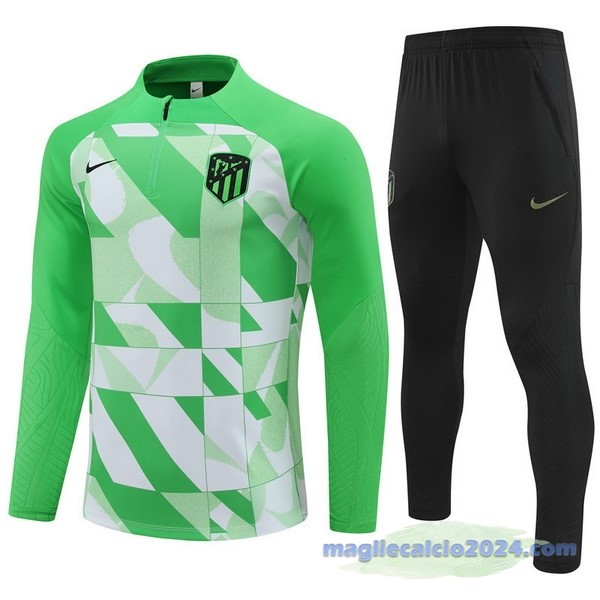 Set Completo Sudadera Entrenamiento Atlético Madrid 2023 2024 Verde Nero Poco Prezzo
