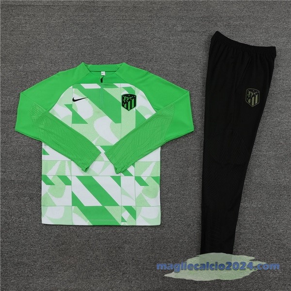 Set Completo Sudadera Entrenamiento Atlético Madrid 2023 2024 Verde Nero Poco Prezzo