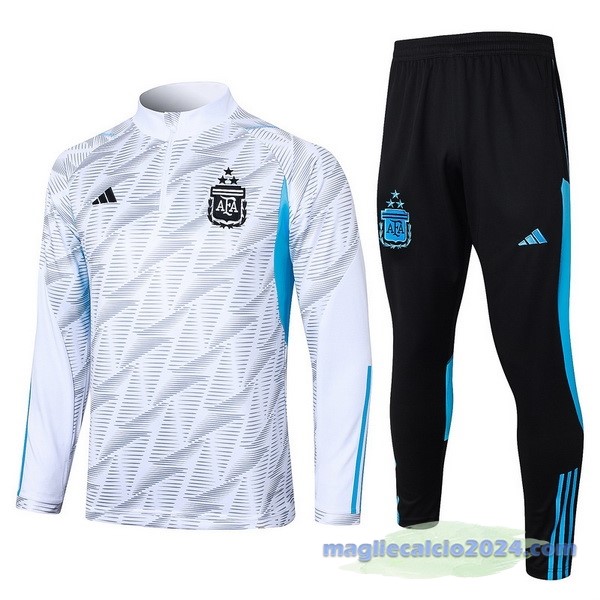 Set Completo Sudadera Entrenamiento Bambino Argentina 2023 Bianco Blu Nero Poco Prezzo