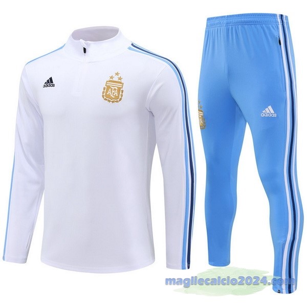 Set Completo Sudadera Entrenamiento Bambino Argentina 2023 Bianco Blu Poco Prezzo