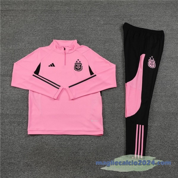 Set Completo Sudadera Entrenamiento Bambino Argentina 2023 Rosa Nero Poco Prezzo