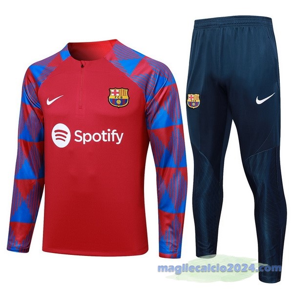 Set Completo Sudadera Entrenamiento Bambino Barcelona 2023 2024 Rosso Blu Poco Prezzo
