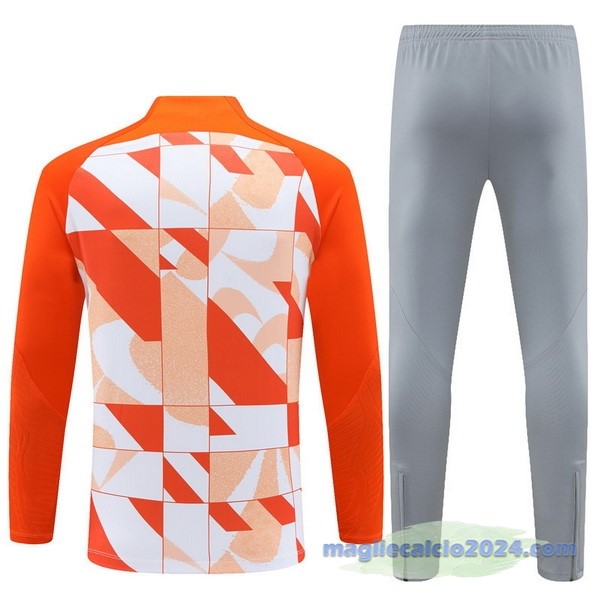 Set Completo Sudadera Entrenamiento Bambino Inter Milán 2023 2024 Arancione Grigio Poco Prezzo