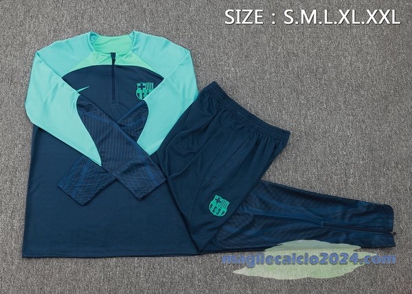 Set Completo Sudadera Entrenamiento Barcelona 2023 2024 Blu Navy I Verde Poco Prezzo