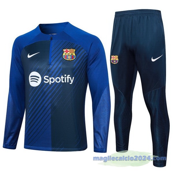 Set Completo Sudadera Entrenamiento Barcelona 2023 2024 Blu Navy Poco Prezzo