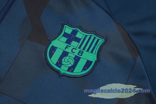 Set Completo Sudadera Entrenamiento Barcelona 2023 2024 Blu Navy Verde Poco Prezzo