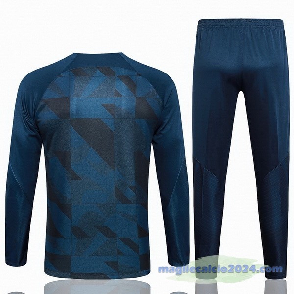 Set Completo Sudadera Entrenamiento Barcelona 2023 2024 Blu Navy Verde Poco Prezzo