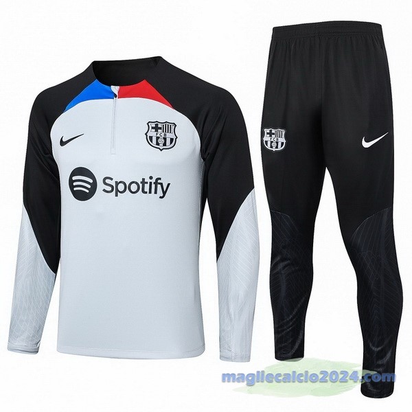 Set Completo Sudadera Entrenamiento Barcelona 2023 2024 Grigio Nero Poco Prezzo