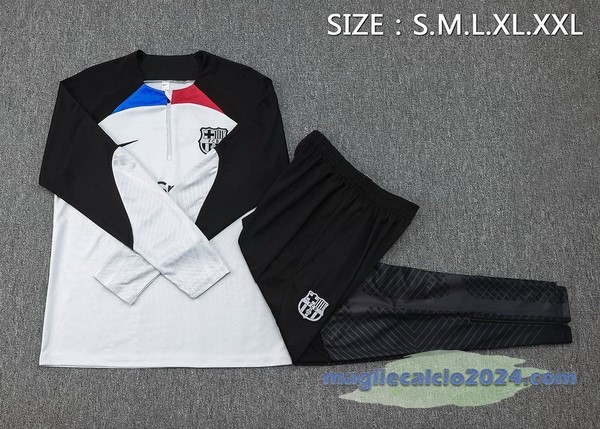 Set Completo Sudadera Entrenamiento Barcelona 2023 2024 Grigio Nero Poco Prezzo