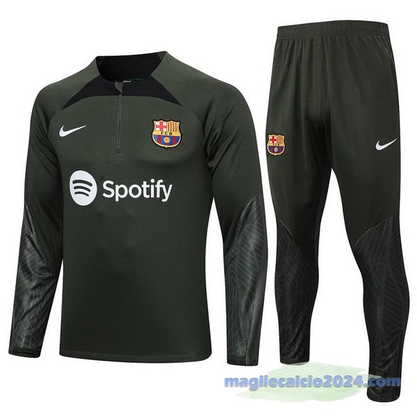 Set Completo Sudadera Entrenamiento Barcelona 2023 2024 Verde Navy Poco Prezzo