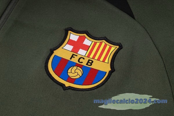 Set Completo Sudadera Entrenamiento Barcelona 2023 2024 Verde Navy Poco Prezzo