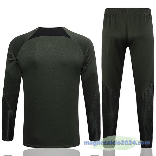 Set Completo Sudadera Entrenamiento Barcelona 2023 2024 Verde Navy Poco Prezzo