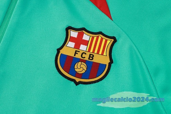 Set Completo Sudadera Entrenamiento Barcelona 2023 2024 Verde Nero Poco Prezzo
