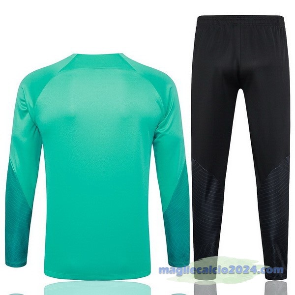 Set Completo Sudadera Entrenamiento Barcelona 2023 2024 Verde Nero Poco Prezzo