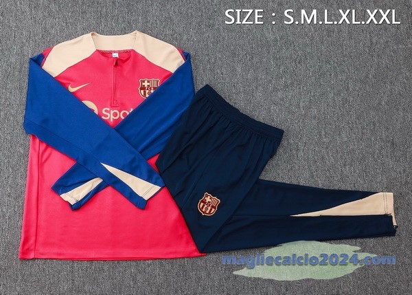Set Completo Sudadera Entrenamiento Barcelona 2024 2025 Rosa Blu Poco Prezzo