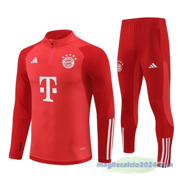 Set Completo Sudadera Entrenamiento Bayern Múnich 2023 2024 Rosso Bianco Poco Prezzo